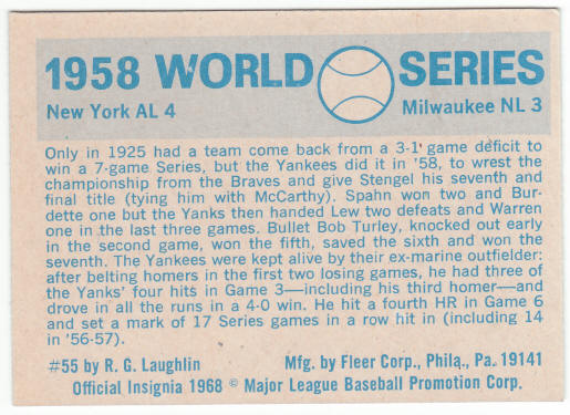 1970 Fleer #55 1958 World Series Card