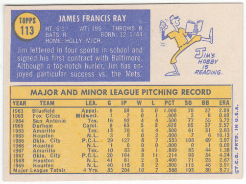 1970 Topps Baseball #113 Jim Ray