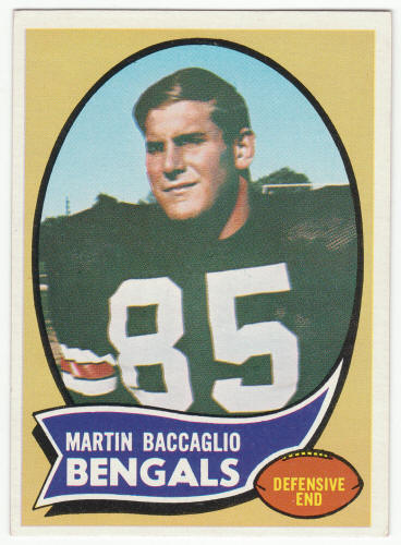 1970 Topps Football #187 Martin Baccaglio Rookie Card front