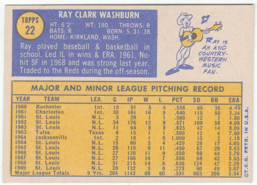 1970 Topps Baseball #22 Ray Washburn