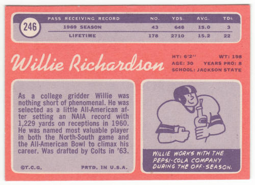 1970 Topps Football #246 Willie Richardson back