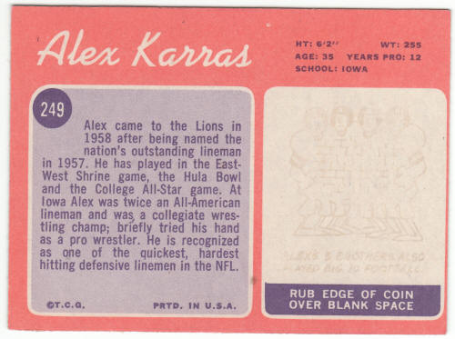 1970 Topps Football #249 Alex Karras