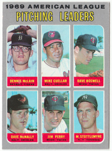 1970 Topps Baseball #70 AL Pitching Leaders