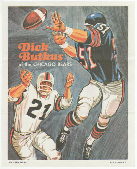 1970 Topps Insert Poster Dick Butkus #11