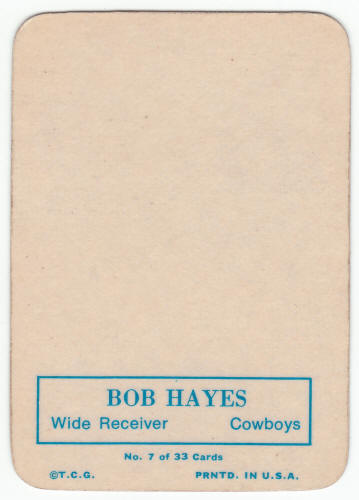 1970 Topps Glossy Insert 7 Bob Hayes back