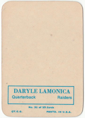 1970 Topps Football Glossy Insert #31 Daryle Lamonica