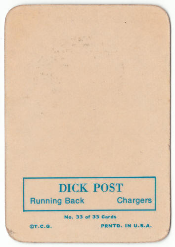 1970 Topps Glossy Insert 33 Dick Post