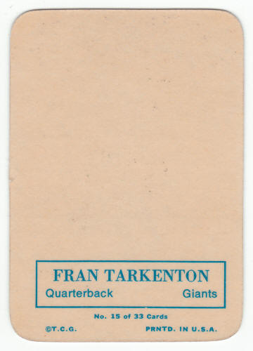 1970 Topps Glossy Insert 15 Fran Tarkenton