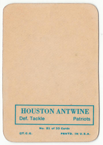 1970 Topps Glossy Insert #21 Houston Antwine back
