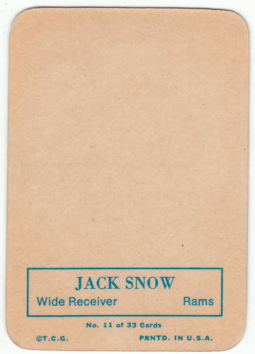 1970 Topps Glossy Insert 11 Jack Snow back