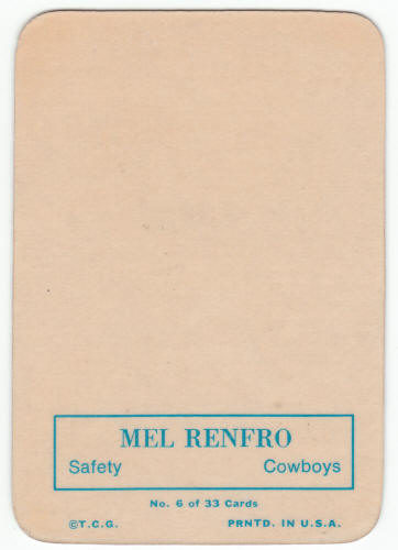 1970 Topps Glossy Insert 6 Mel Renfro