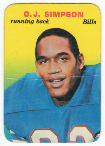 1970 Topps Glossy Insert 22 O J Simpson Rookie Card