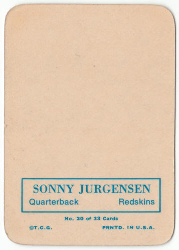 1970 Topps Glossy Insert 20 Sonny Jurgensen