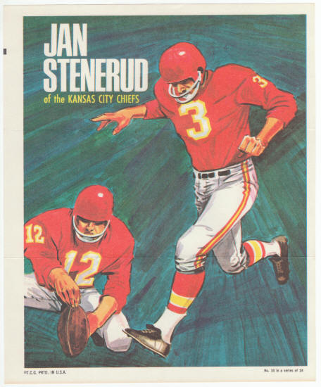 1970 Topps Insert Poster Jan Stenerud #10
