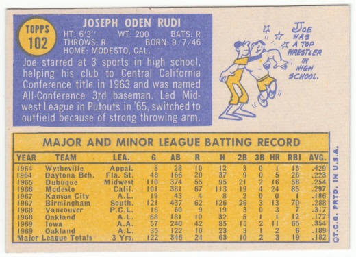 1970 Topps Baseball #102 Joe Rudi