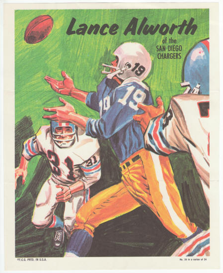 1970 Topps Insert Poster #16 Lance Alworth