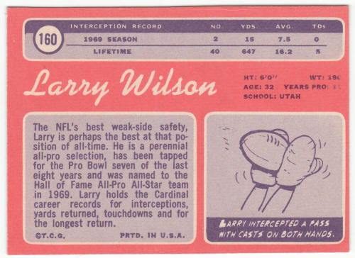 1970 Topps Football #160 Larry Wilson back