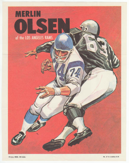 1970 Topps Insert Poster Merlin Olsen #17