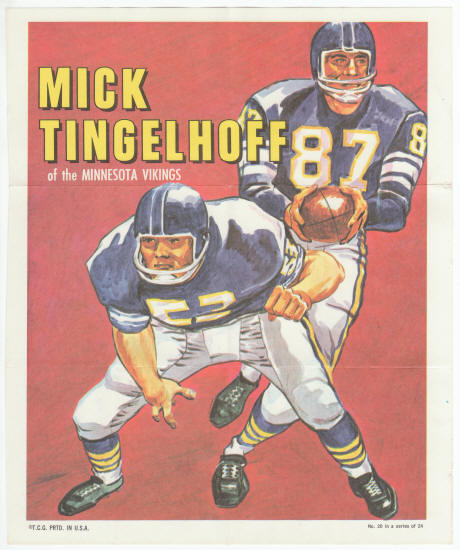 1970 Topps Insert Poster Mick Tingelhoff #20 SP