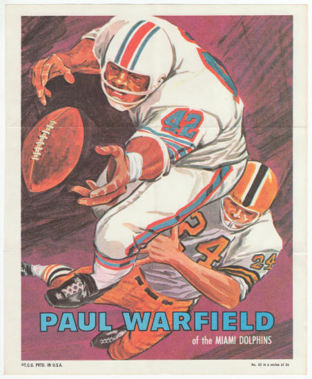 1970 Topps Insert Poster #22 Paul Warfield
