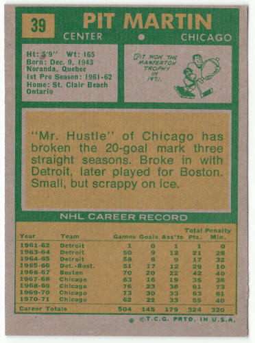 1971-72 Topps Hockey #39 Pit Martin