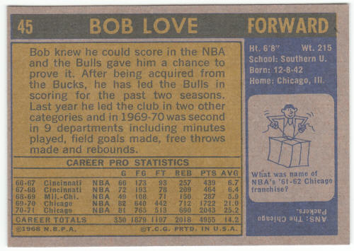 1971-72 Topps #45 Bob Love