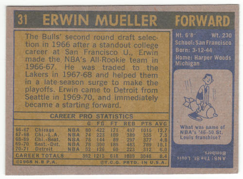 1971-72 Topps #31 Erwin Mueller