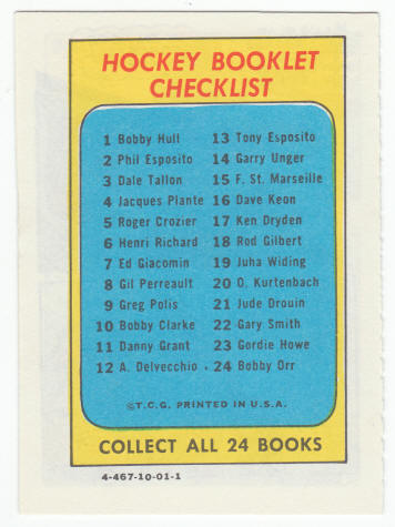 1971-72 Topps Hockey Booklet Bobby Hull #1