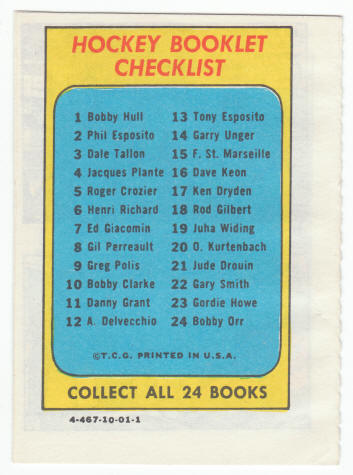 1971-72 Topps Hockey Booklet Bobby Orr #24