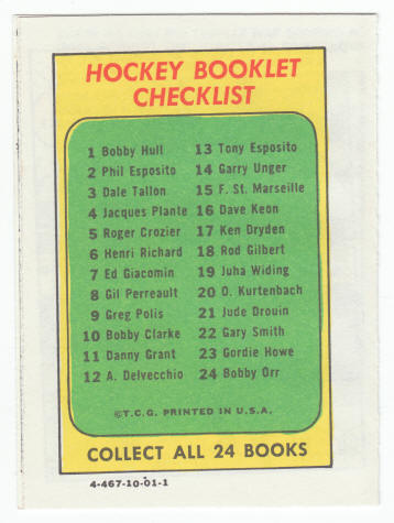 1971-72 Topps Hockey Booklet Gil Perreault #8
