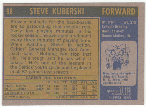 1971-72 Topps Basketball #98 Steve Kuberski