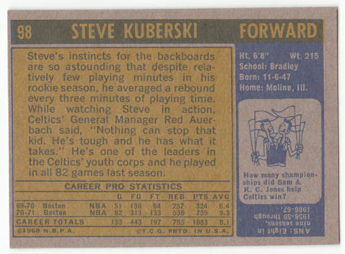 1971-72 Topps Basketball #98 Steve Kuberski NM-