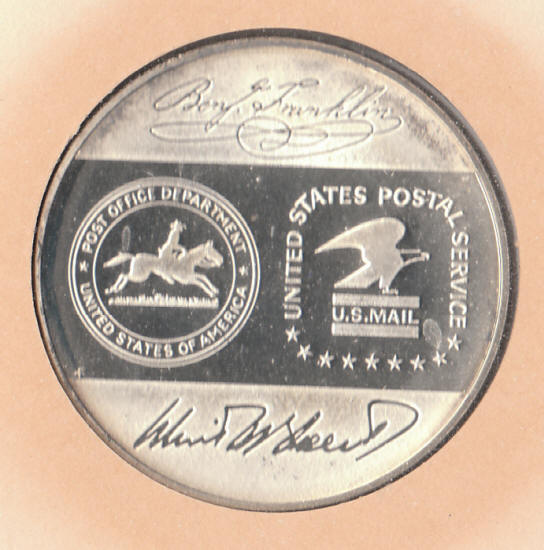 In Commemoration Of The Inauguration Of The USPS Silver Medal reverse