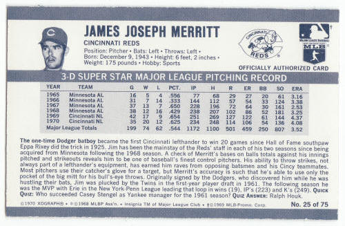 1971 Kelloggs 3D Jim Merritt #25 back