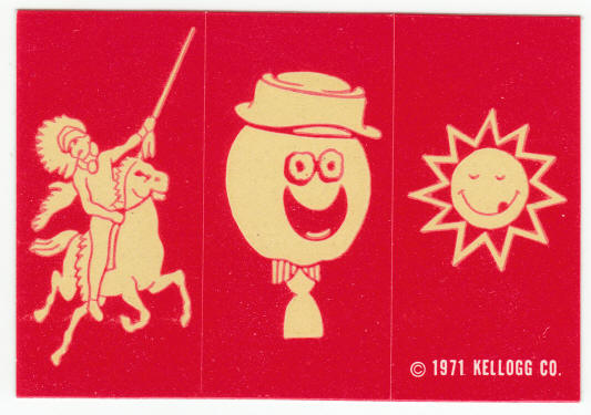 1971 Kelloggs Glow In The Dark Stickers Cereal Premium
