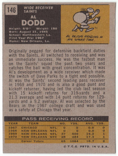 1971 Topps Football #146 Al Dodd