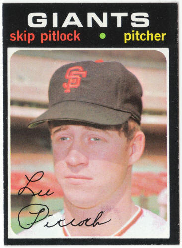 1971 Topps Baseball #19 Skip Pitlock Rookie Card