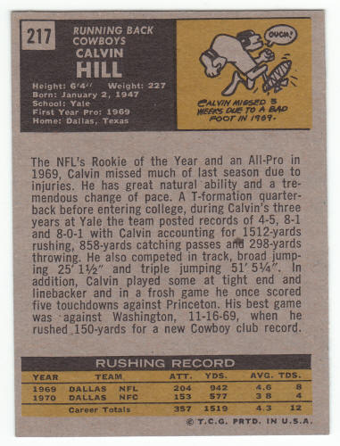1971 Topps Football #217 Calvin Hill back