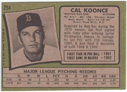 1971 Topps Baseball #254 Cal Koonce