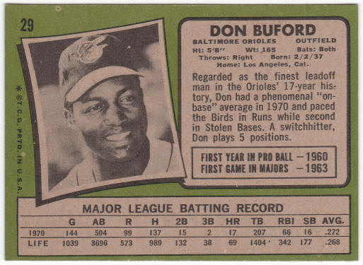 1971 Topps Baseball #29 Don Buford