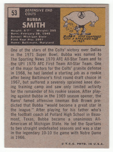 1971 Topps Football #53 Bubba Smith back