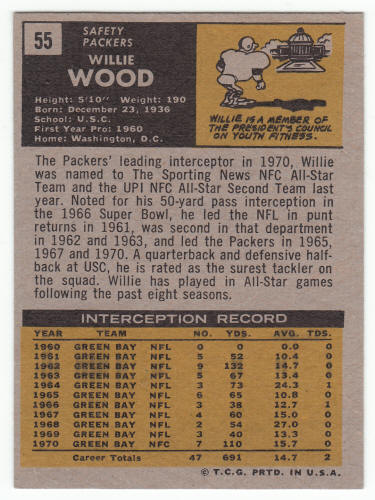1971 Topps Football #55 Willie Wood back