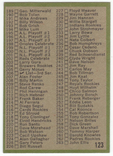 1971 Topps Baseball #123A 2nd Series Checklist back
