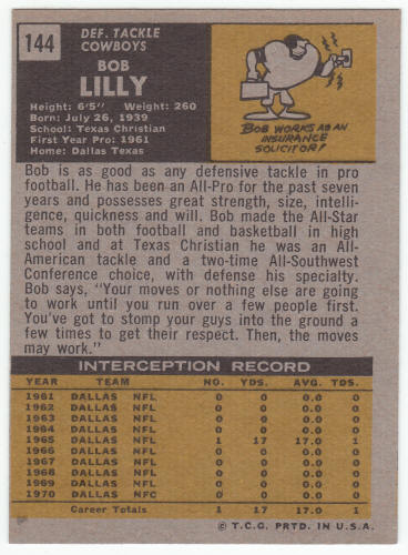 1971 Topps Bob Lilly #144 Ex/M-