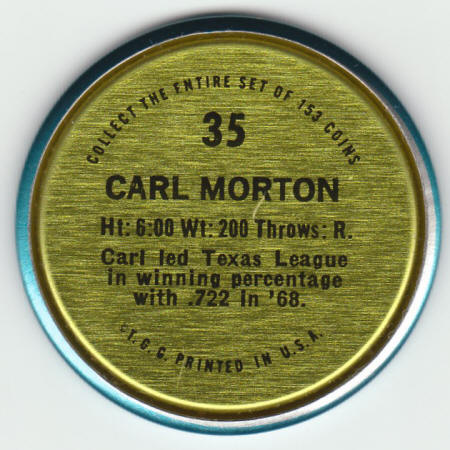 1971 Topps Baseball Carl Morton #35 Insert Coin