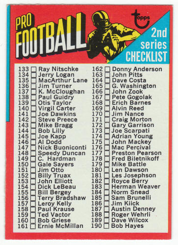 1971 Topps Second Series Checklist #106 front