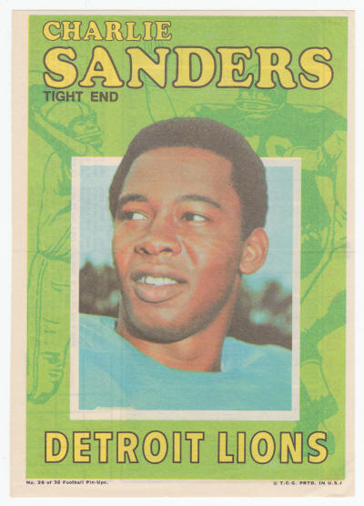 1971 Topps Insert Poster Charlie Sanders Rookie #26
