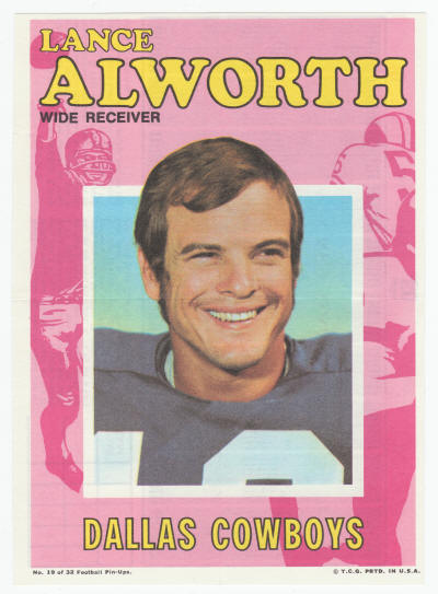 1971 Topps Insert Poster Lance Alworth #19