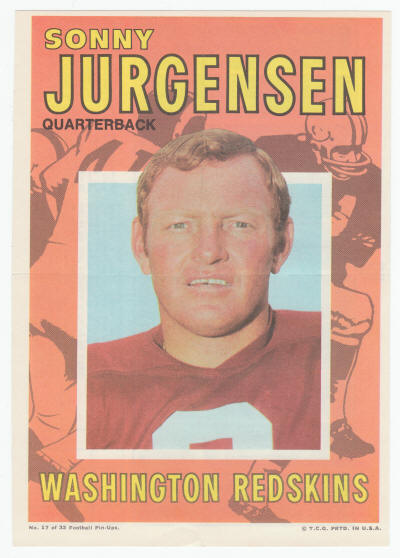 1971 Topps Insert Poster Sonny Jurgensen #17