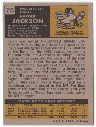 1971 Topps Football #215 Harold Jackson back